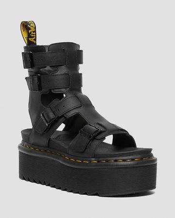 Dr Martens Giavanna Leren Platform Gladiator Sandalen Dames Zwart | NL 491HAP